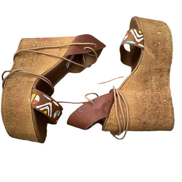 Steve Madden “Bikini” Cork Wedge Platform Wedge Sandals Size 11 - Picture 2 of 5